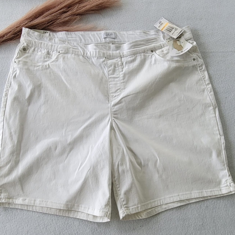 Curve Appeal Curve Creator Womens 24W White Pull-on shorts NWT Style VNJ00588U - Picture 2 of 12